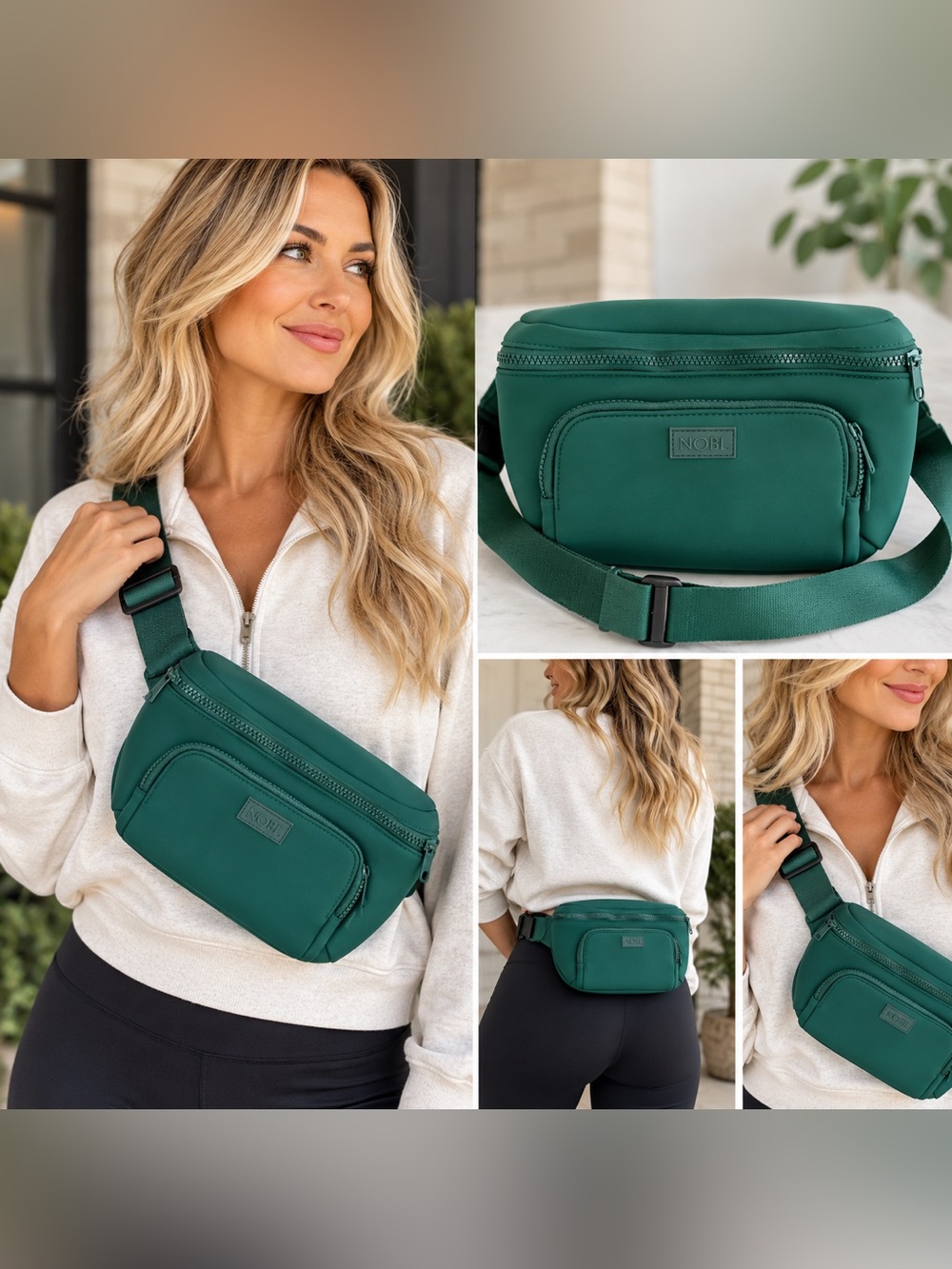 NOBL Forest Green Belt Bag Crossbody Waist Fanny Pack Adjustable